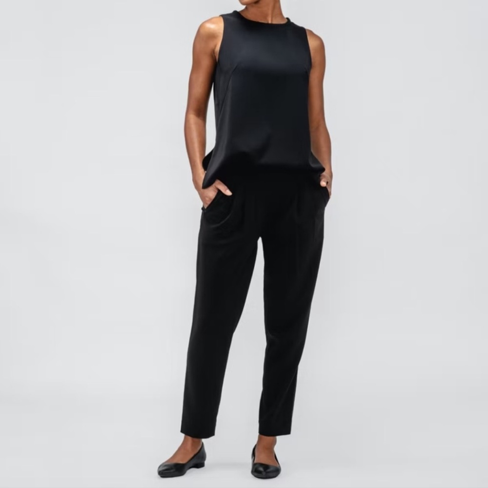 Ministry of Supply Swift Drape Pants Pleated Tapered Black Trousers Minimalist 8